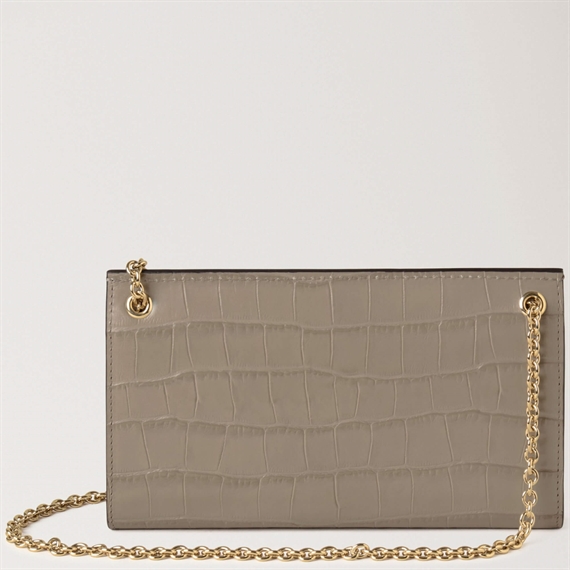 Mulberry Amberley Clutch Cashmere Taupe Shiny Small Croc